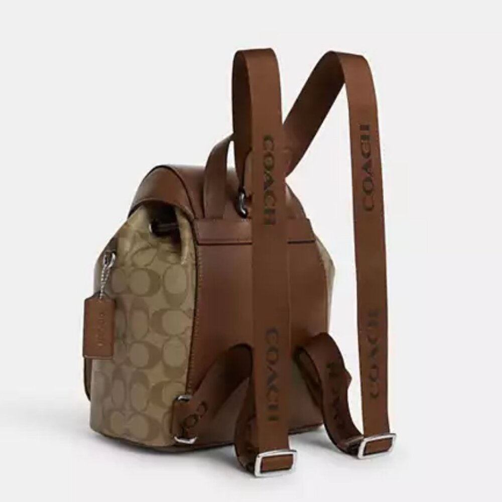 Coach Pace Backpack In Signature Canvas Khaki Saddle CR130 - Picture 3 of 11